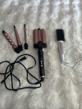 Interchangeable Gold-Rose Curling Wand Set